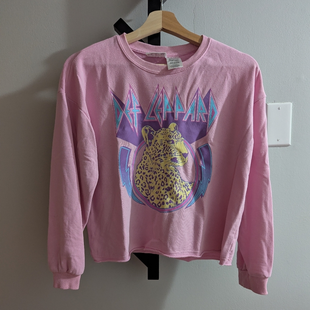 Def Leppard Pink Sweatshirt Girls Size 14/16